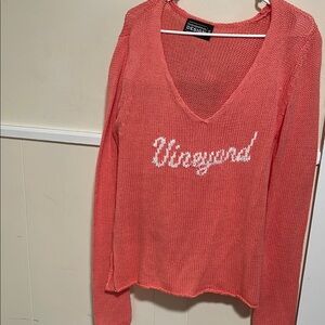 Coral V-Neck Sweater